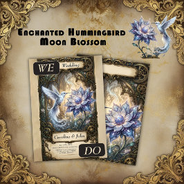 Invitación Colibrí encantado y flor de luna.