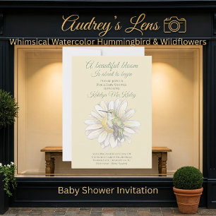 Invitación Colibrí y Daisy de Acuarela Caprichosa