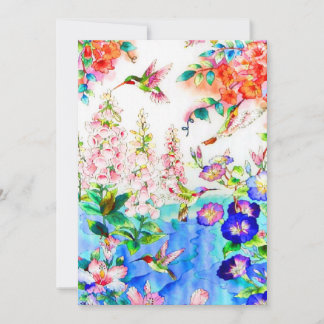 Invitación Colibrí y floral en acuarela