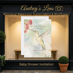 Invitación Colibrí y flores silvestres caprichosos a la acuar