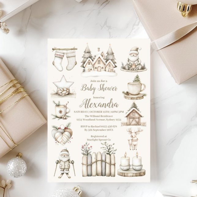 Invitación Collage Baby Shower de Navidades neutrales (Subido por el creador)
