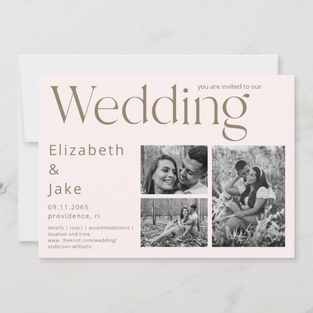 Invitación Collage contemporáneo Boda fotográfico Rubor II (Anverso)