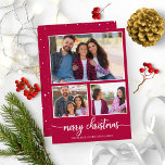 Invitación Collage de 4 fotos guión corto Feliz Navidad<br><div class="desc">4 Fotos Collage Cute Script Feliz Invitación de Navidad</div>