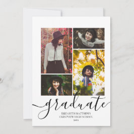 Invitación Collage de 4 fotos modernas con elegante guión par