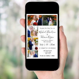 Invitación Collage de 5 fotos impreso y boda digital