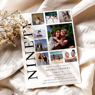 Invitación Collage de 90 Fotos Cumpleaños 90 Años