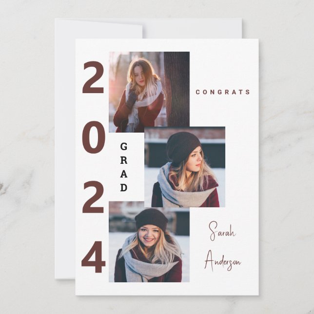 invitación Collage de Borgoña Grad 2024 (Anverso)