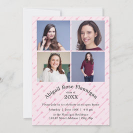 Invitación Collage de cuatro fotos con flechas rosadas - Anun