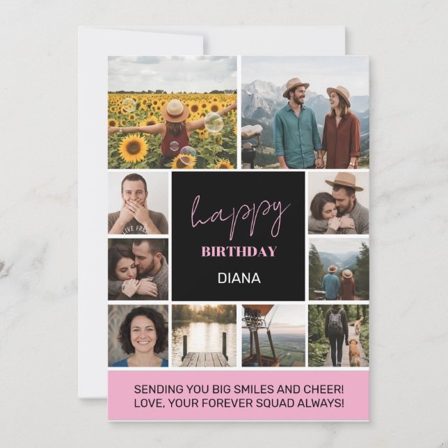 Invitación Collage de cumpleaños simple con cuadrícula de 10  (Anverso)