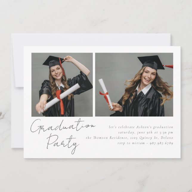 Invitación Collage de dos fotos diseño moderno (Anverso)