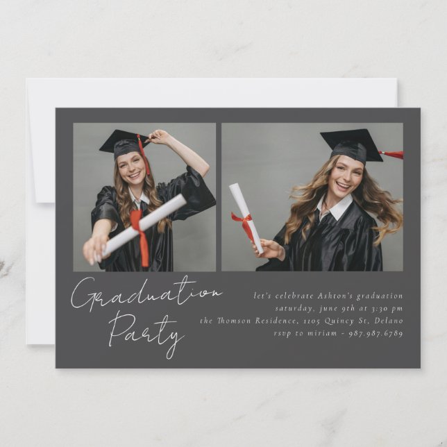 Invitación Collage de dos fotos diseño moderno (Anverso)