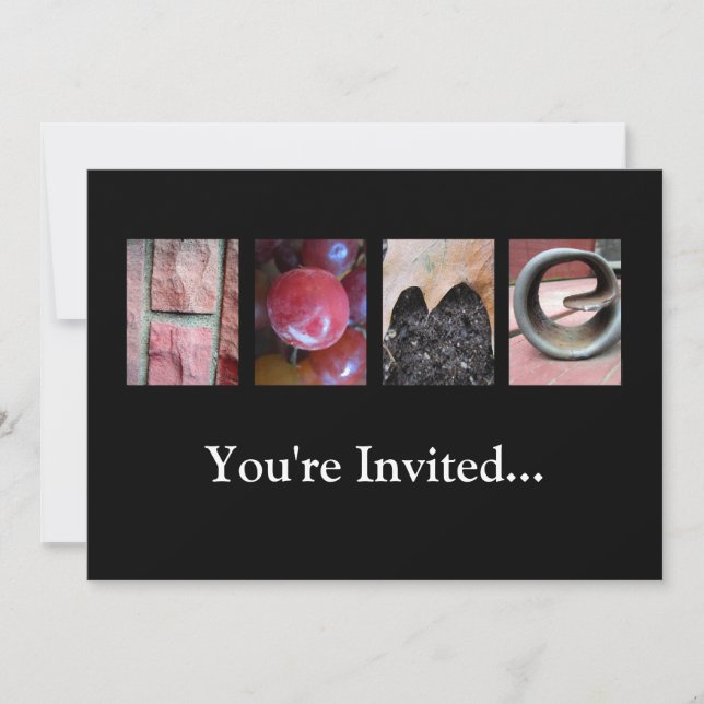 Invitación Collage de fotografía alfabeta, carta principal Wo (Anverso)