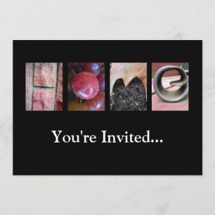 Invitación Collage de fotografía alfabeta, carta principal Wo
