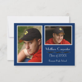 Invitación Collage de fotos azul y gris 2 -3x5 Grado Invitaci