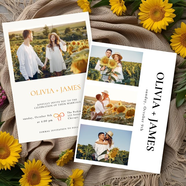 Invitación Collage de fotos Boho boda de verano elegante (Subido por el creador)