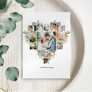 Invitación Collage de fotos cardíaco Boda de pareja romántica