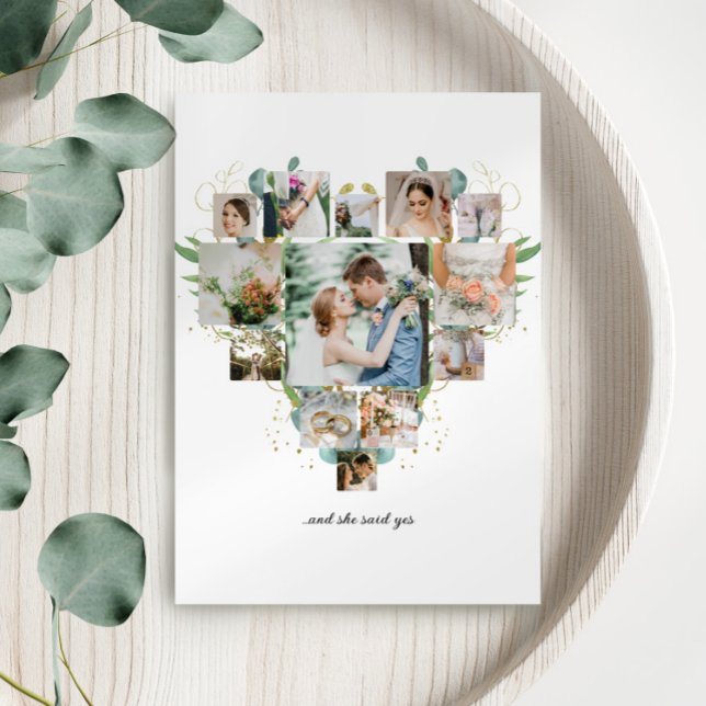 Invitación Collage de fotos cardíaco Boda de pareja romántica (Subido por el creador)