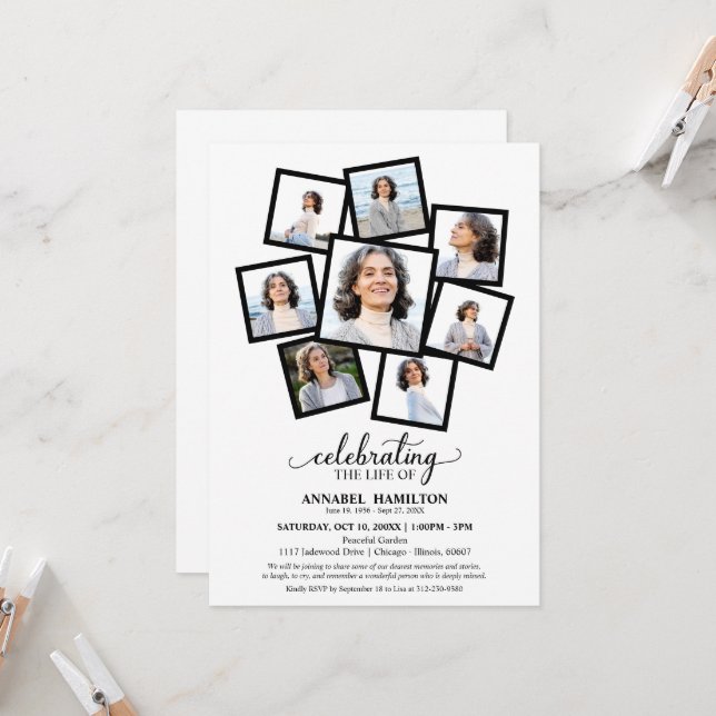 Invitación Collage de fotos Celebración del Invitat Funeral d (Anverso/Reverso In Situ)