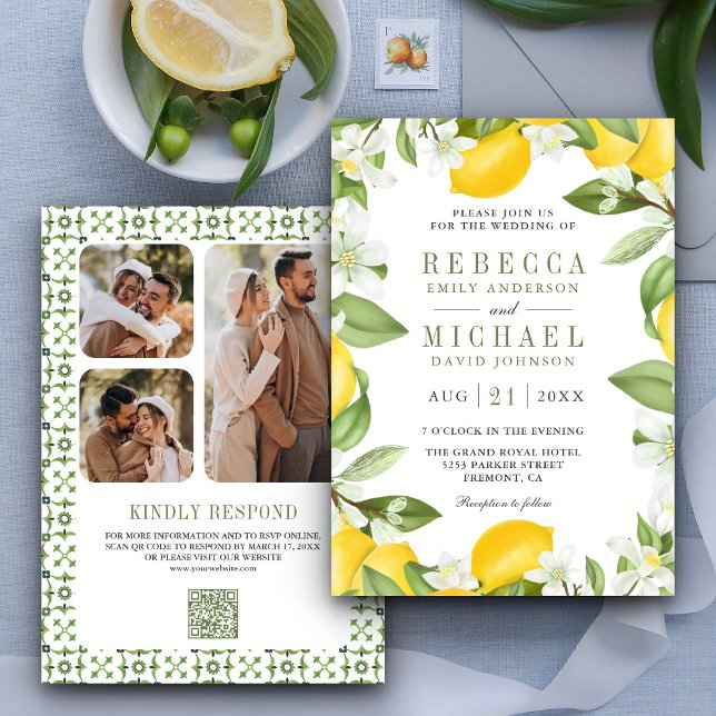 Invitación Collage de fotos Citrus Lemon Orchard Boda de códi (Subido por el creador)