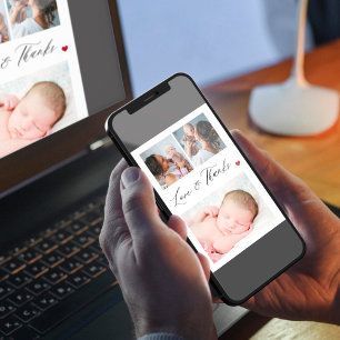 Invitación Collage de fotos de bebé 3 recién nacido, gracias