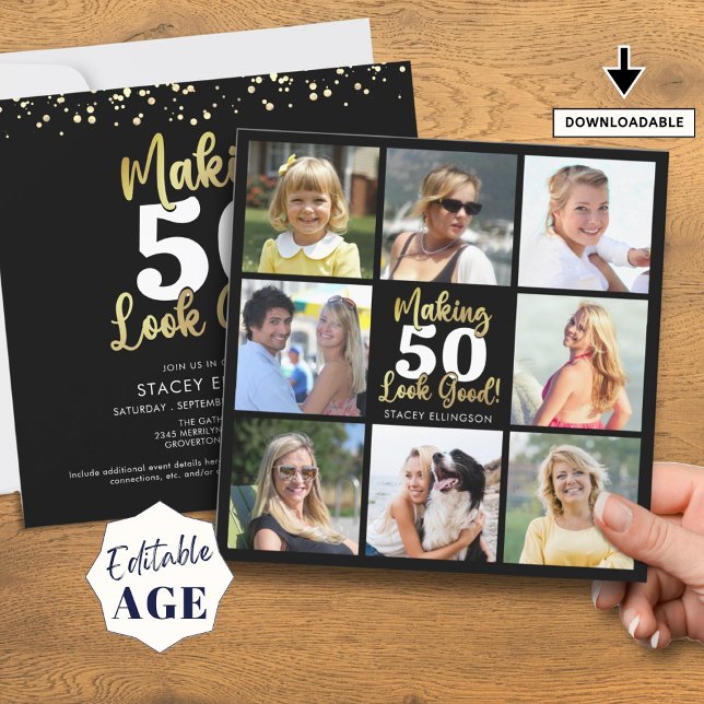 Invitación Collage de fotos de cumpleaños que hace que la eda (Subido por el creador)