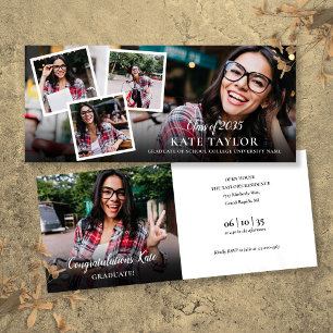 Invitación Collage de Fotos de Fiesta de Graduación Moderna