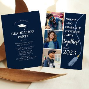 Invitación Collage de fotos de fiesta de graduación moderna p
