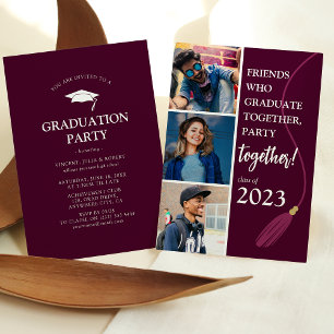 Invitación Collage de fotos de fiesta de graduación moderna p