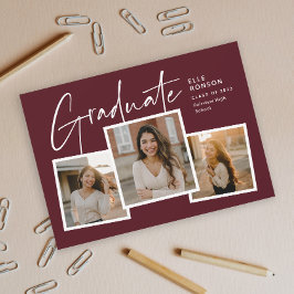 Invitación Collage de fotos de graduación con letra moderna G