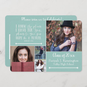 Invitación Collage de fotos de graduación de la Biblia Cristi