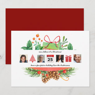 Invitación Collage de fotos de ICONOS de Navidad Corona moder