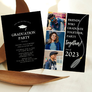 Invitación Collage de fotos de la fiesta de graduación modern