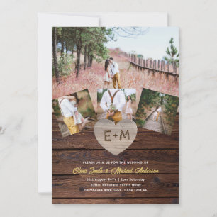 Invitación 🌻Collage de fotos de madera rústica Bosque forest