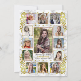 Invitación Collage de fotos de mármol del partido de graduaci