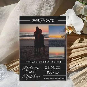 Invitación Collage de Fotos de Playa para Guardar la Fecha
