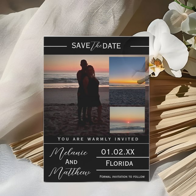 Invitación Collage de Fotos de Playa para Guardar la Fecha (Subido por el creador)