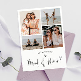 Invitación Collage de fotos de propuesta de doncella de honor