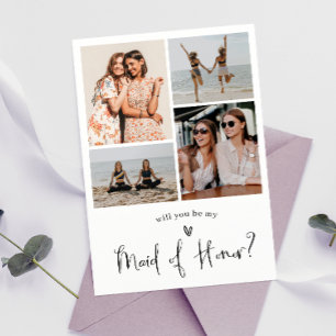 Invitación Collage de fotos de propuesta de doncella de honor