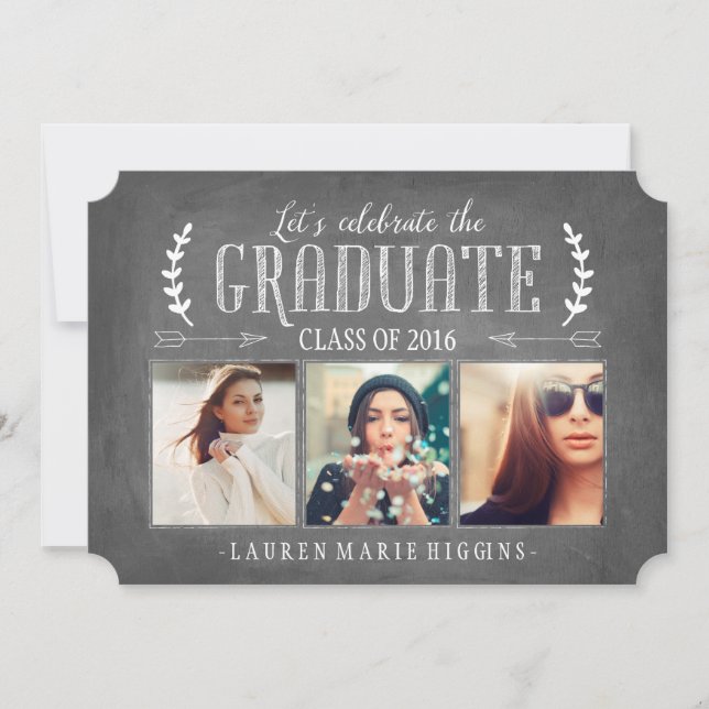 Invitación Collage de fotos del Partido de Graduación del Cha (Anverso)