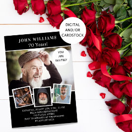 Invitación Collage de fotos en blanco negro de la fiesta de c