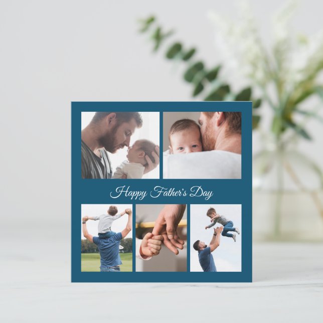 Invitación Collage de fotos Feliz Día del Padre 5 (Anverso de pie)