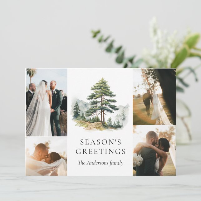 Invitación Collage de fotos feriado de Navidades de invierno  (Anverso de pie)