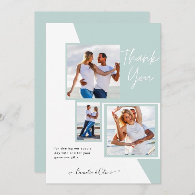Invitación Collage de fotos GRACIAS Boda/Bebé/Graduado/CUALQU (Anverso / Reverso)