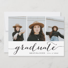 Invitación Collage de fotos Graduado de Guión Negro | Graduac