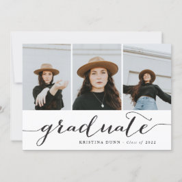 Invitación Collage de fotos Graduado de Guión Negro | Graduac