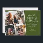 Invitación Collage de fotos Merriest Navidades Rojo y Blanco<br><div class="desc">Difundir alegría de vacaciones con nuestra tarjeta de Navidades personalizada que incluye un collage de fotos festivo! Este elegante diseño muestra tres de tus fotos favoritas enmarcadas en un clásico esquema de color rojo y blanco. Perfecto para compartir recuerdos especiales con la familia y los amigos, esta tarjeta combina el...</div>