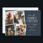 Invitación Collage de fotos Merriest Navidades Rojo y Blanco<br><div class="desc">Difundir alegría de vacaciones con nuestra tarjeta de Navidades personalizada que incluye un collage de fotos festivo! Este elegante diseño muestra tres de tus fotos favoritas enmarcadas en un clásico esquema de color rojo y blanco. Perfecto para compartir recuerdos especiales con la familia y los amigos, esta tarjeta combina el...</div>