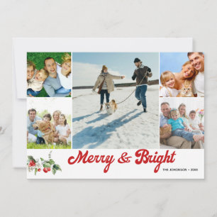 Invitación Collage de Fotos Merry And Bright Escrito a Mano