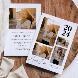 Invitación Collage de Fotos Minimalista Año de Graduación