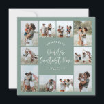Invitación Collage de fotos minimalista de la elegante y verd<br><div class="desc">Palabras de la mejor escritura de la mamá elegante moderno minimalista sage color de la foto personalizada líneas limpias simples tarjeta de Día de la Madre</div>